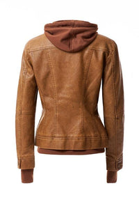 Outerwear – Jackets, Coats & More Season | 's Hood PU Leather Jacket - Modestly Vogue 