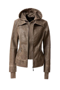 Outerwear – Jackets, Coats & More Season | 's Hood PU Leather Jacket - Modestly Vogue 