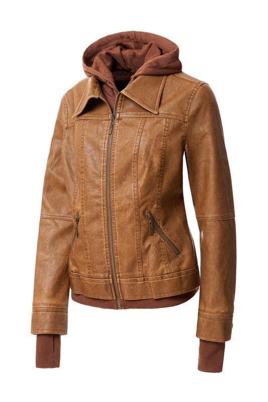 Outerwear – Jackets, Coats & More Season | 's Hood PU Leather Jacket - Modestly Vogue 