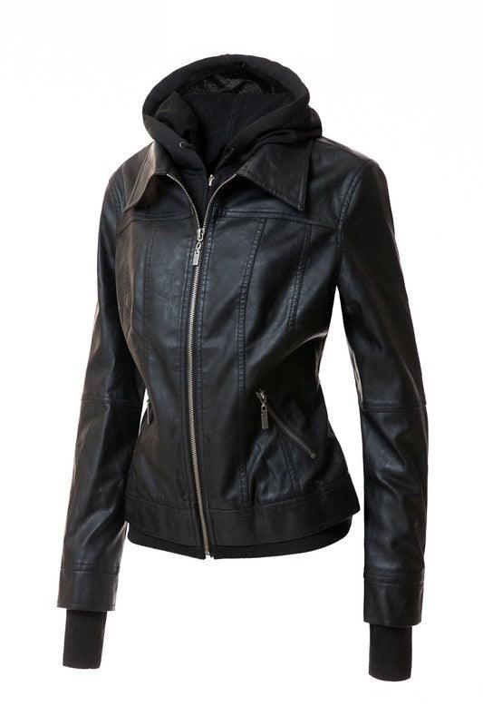 Outerwear – Jackets, Coats & More Season | 's Hood PU Leather Jacket - Modestly Vogue 