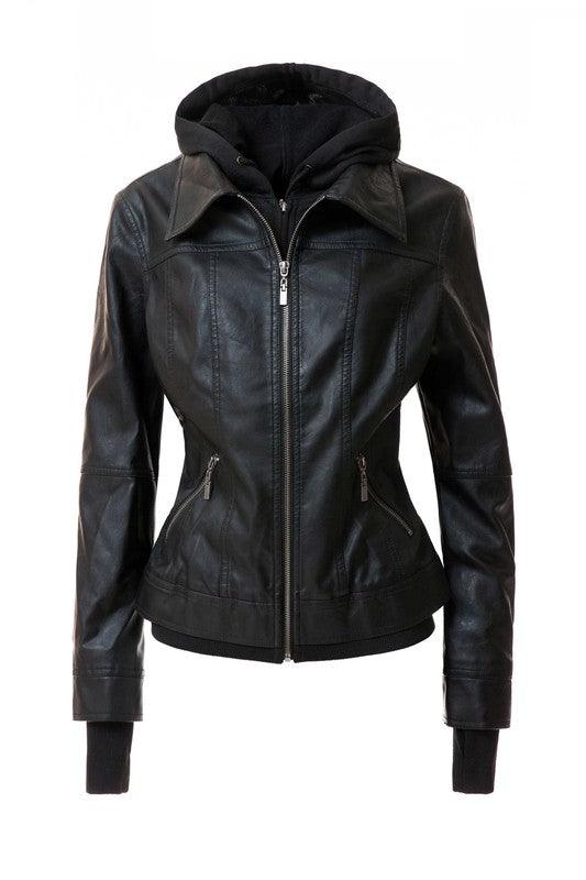 Outerwear – Jackets, Coats & More Season | 's Hood PU Leather Jacket - Modestly Vogue 