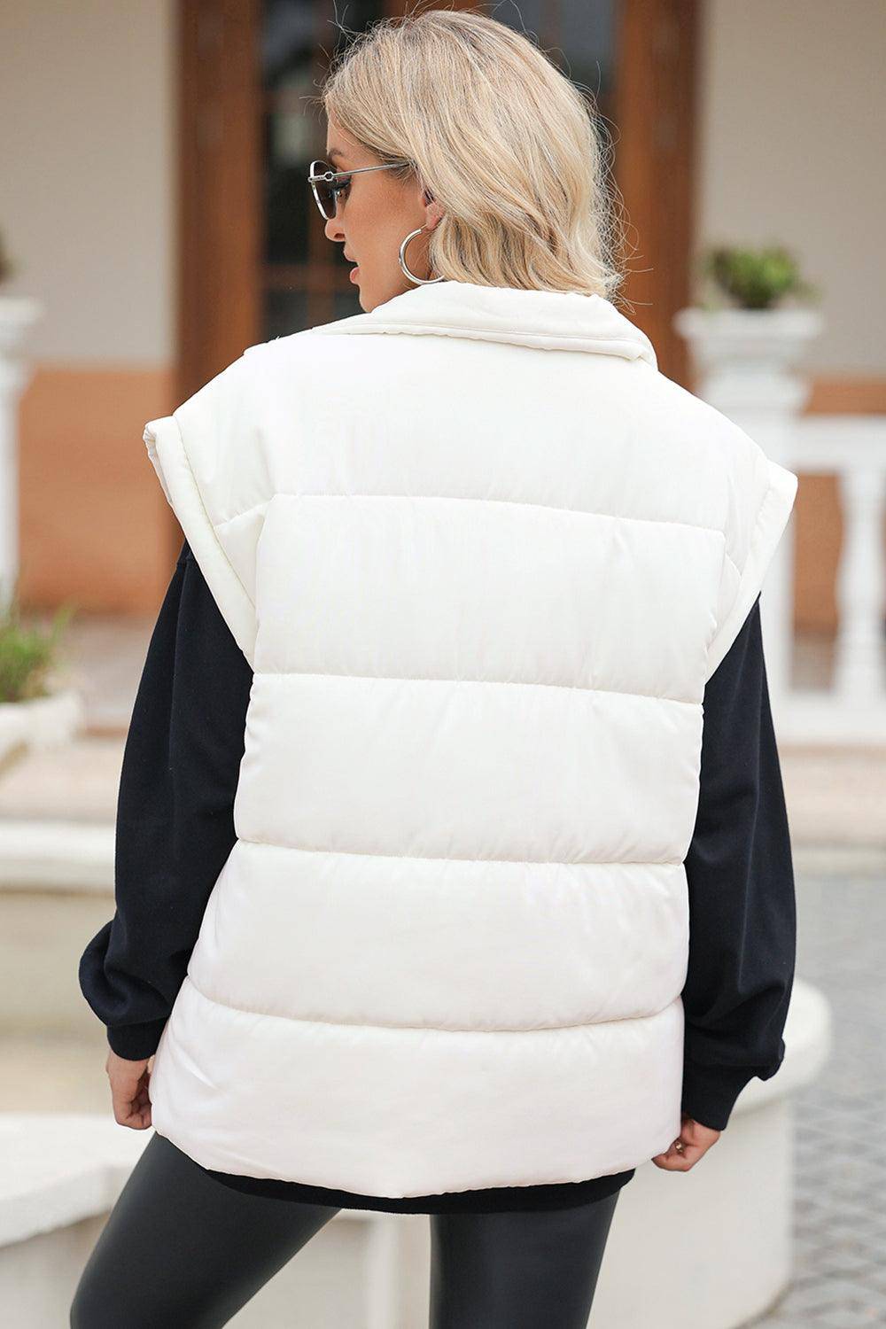 Stylish Outerwear for Women – Trendy Jackets, Coats & More for Every Season | Modestly Vogue Zip Up Puffer Vest Coat with Pockets - Modestly Vogue 