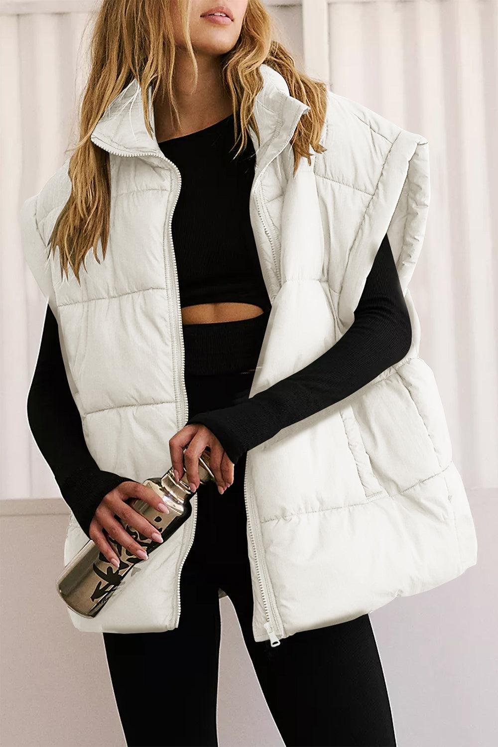 Stylish Outerwear for Women – Trendy Jackets, Coats & More for Every Season | Modestly Vogue Zip Up Puffer Vest Coat with Pockets - Modestly Vogue 