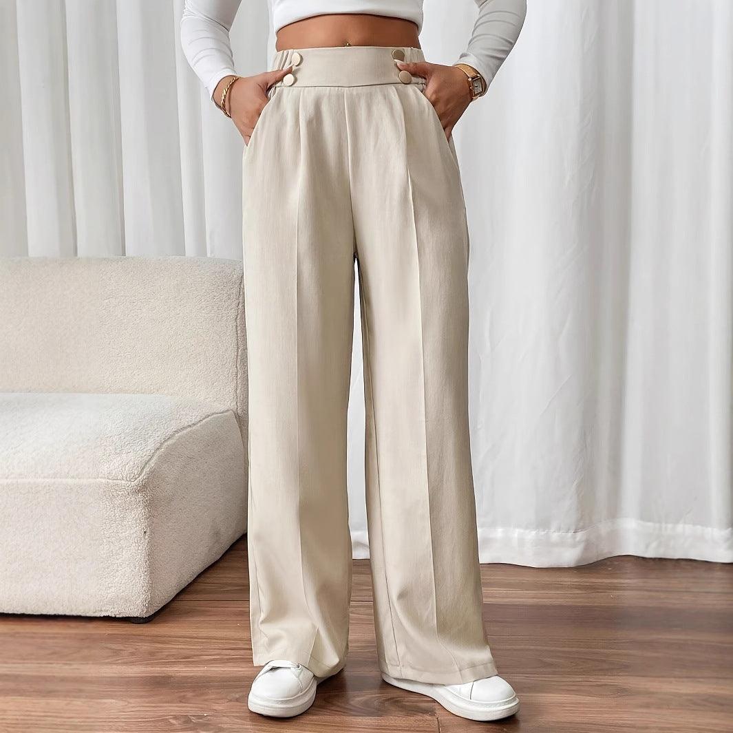 Stylish Pants for Women – Trendy & Comfortable Pants for Every Occasion | Modestly Vogue Draping Mop Casual Pants High Waist Trousers Loose Straight Women Special Interest Design Solid Color Trousers - Modestly Vogue 