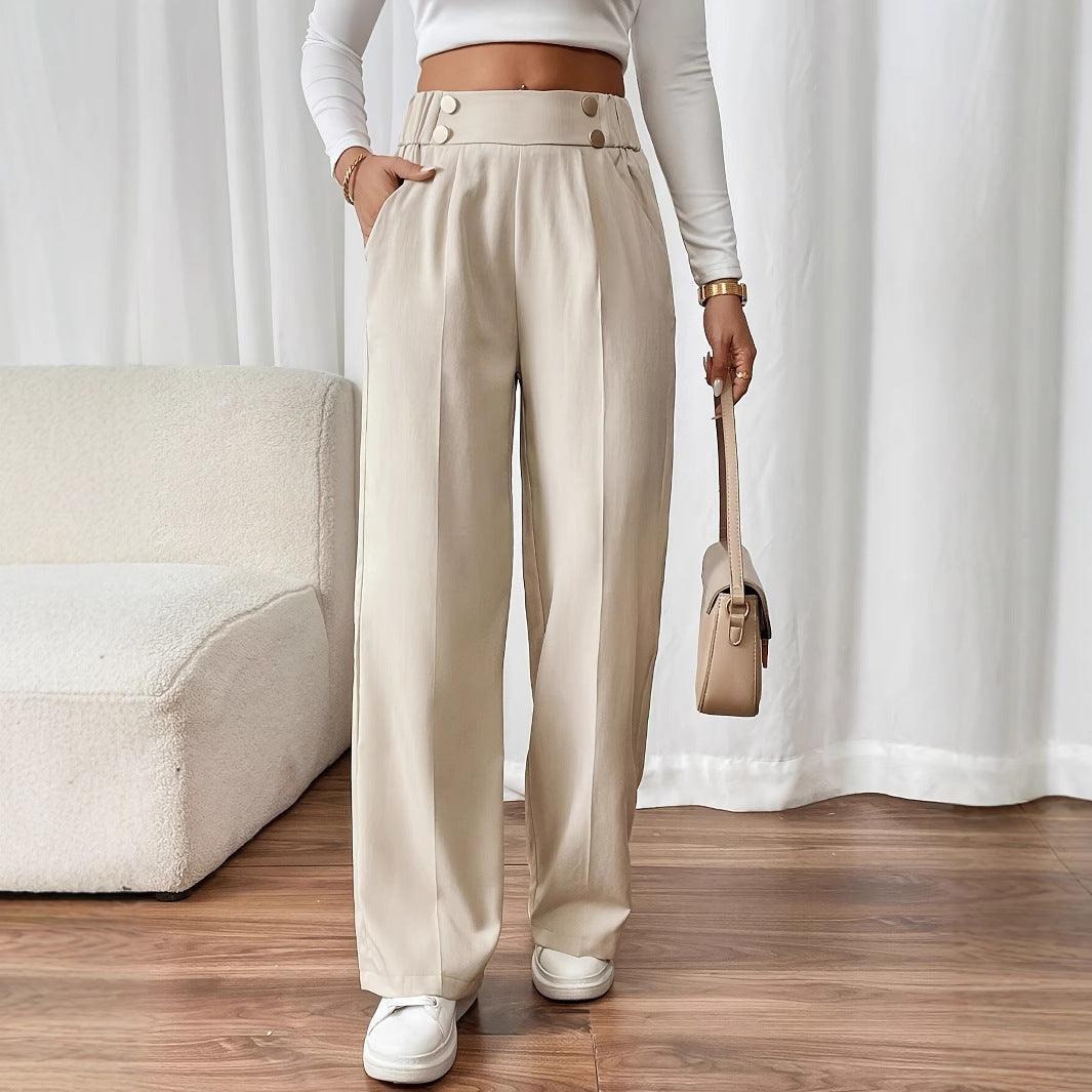 Stylish Pants for Women – Trendy & Comfortable Pants for Every Occasion | Modestly Vogue Draping Mop Casual Pants High Waist Trousers Loose Straight Women Special Interest Design Solid Color Trousers - Modestly Vogue 