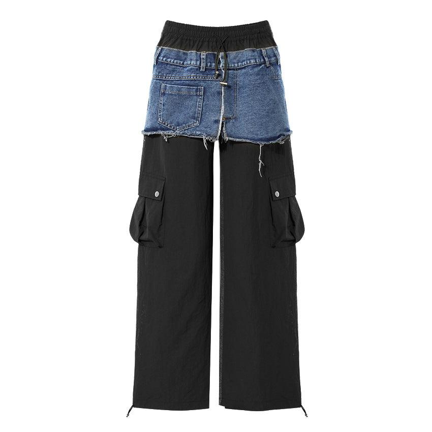 Denim Contrast Color Jean And Trouser Mix Pants - Modestly Vogue 