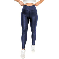 Crossed Dip Waist Sleek Leather Leggings - Modestly Vogue 