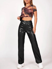 WOMEN Black Faux LEATHER PANTS - Modestly Vogue 