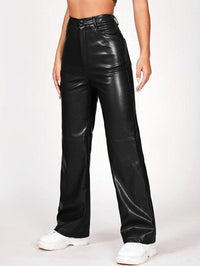 WOMEN Black Faux LEATHER PANTS - Modestly Vogue 