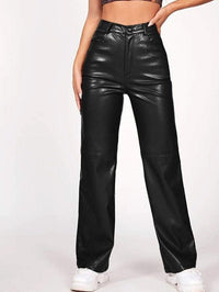 WOMEN Black Faux LEATHER PANTS - Modestly Vogue 