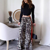 Stylish Pants for Women – Trendy & Comfortable Pants for Every Occasion | Modestly Vogue Women Trousers Internet Celebrity Same Leopard Print Stitching Wide Leg Trousers - Modestly Vogue 