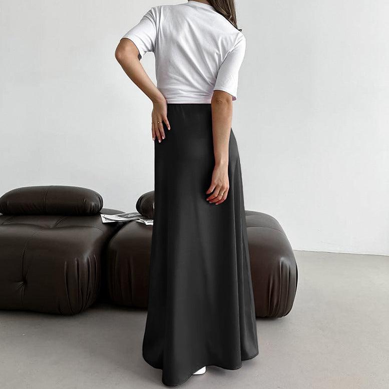 Stylish Skirts for Women – Trendy & Versatile Skirts for Every Occasion | Modestly Vogue Autumn Imitation Acetate Satin Skirt Women All Match A line Skirt - Modestly Vogue 