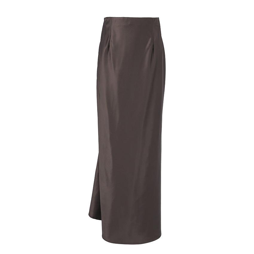 Stylish Skirts for Women – Trendy & Versatile Skirts for Every Occasion | Modestly Vogue Autumn Winter Classic Brown Retro Thick Matte Satin High Waist Slim Fit All Matching Slimming Niche Fishtail Skirt for Women - Modestly Vogue 