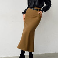 Stylish Skirts for Women – Trendy & Versatile Skirts for Every Occasion | Modestly Vogue Brown Slim High Waist Fishtail Skirt Autumn Fashionable Elegant High Grade Women Dress No Belt - Modestly Vogue 