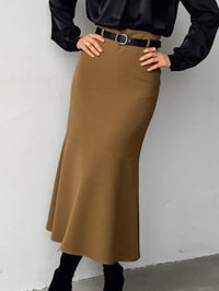 Stylish Skirts for Women – Trendy & Versatile Skirts for Every Occasion | Modestly Vogue Brown Slim High Waist Fishtail Skirt Autumn Fashionable Elegant High Grade Women Dress No Belt - Modestly Vogue 