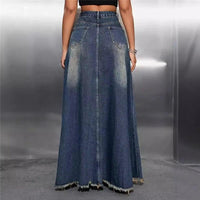 Denim – | Curvy Fit | - Clothing | Vintage Washed Midi Skirt - Modestly Vogue 