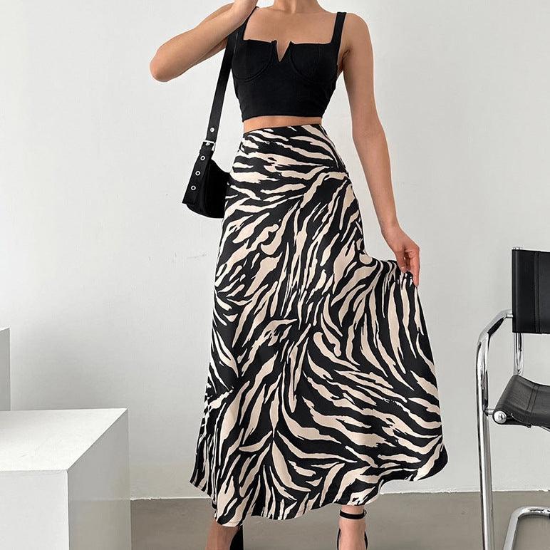 Stylish Skirts for Women – Trendy & Versatile Skirts for Every Occasion | Modestly Vogue High Waist Slim Slimming Zebra Pattern A Swing Skirt Fall Winter Arrival Women - Modestly Vogue 