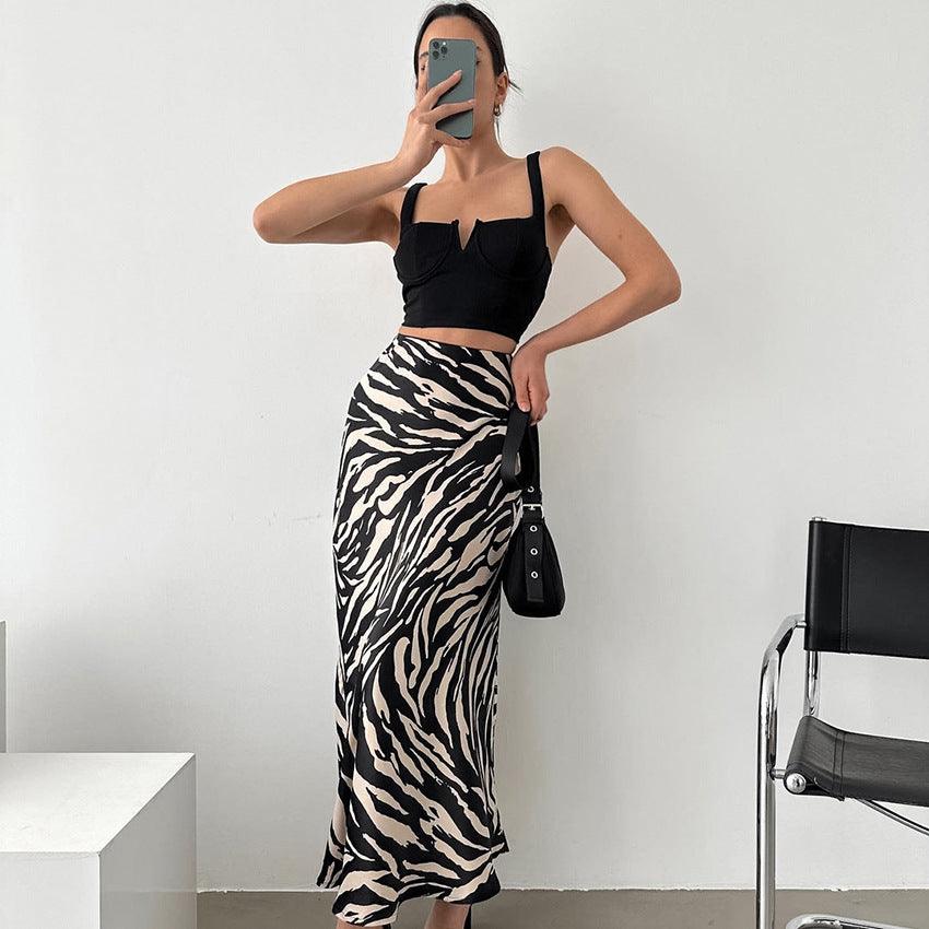 Stylish Skirts for Women – Trendy & Versatile Skirts for Every Occasion | Modestly Vogue High Waist Slim Slimming Zebra Pattern A Swing Skirt Fall Winter Arrival Women - Modestly Vogue 