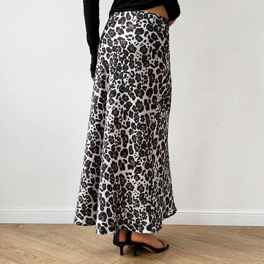 Stylish Skirts for Women – Trendy & Versatile Skirts for Every Occasion | Modestly Vogue Leopard Print Satin A Swing Skirt Autumn Arrival All Match Long Skirt for Women - Modestly Vogue 