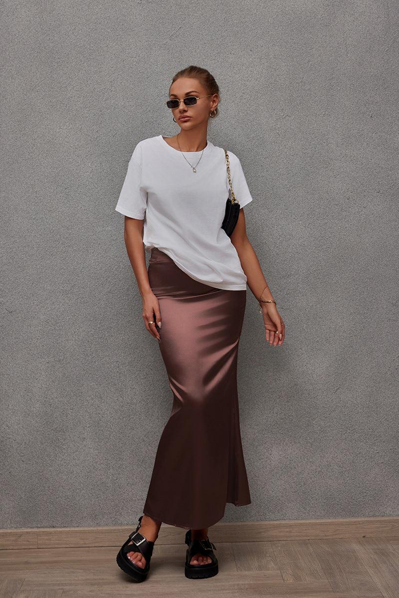 Stylish Skirts for Women – Trendy & Versatile Skirts for Every Occasion | Modestly Vogue Spring Summer Artificial Silk Skirt Satin Skirt Women Casual Satin Hip Skirt - Modestly Vogue 