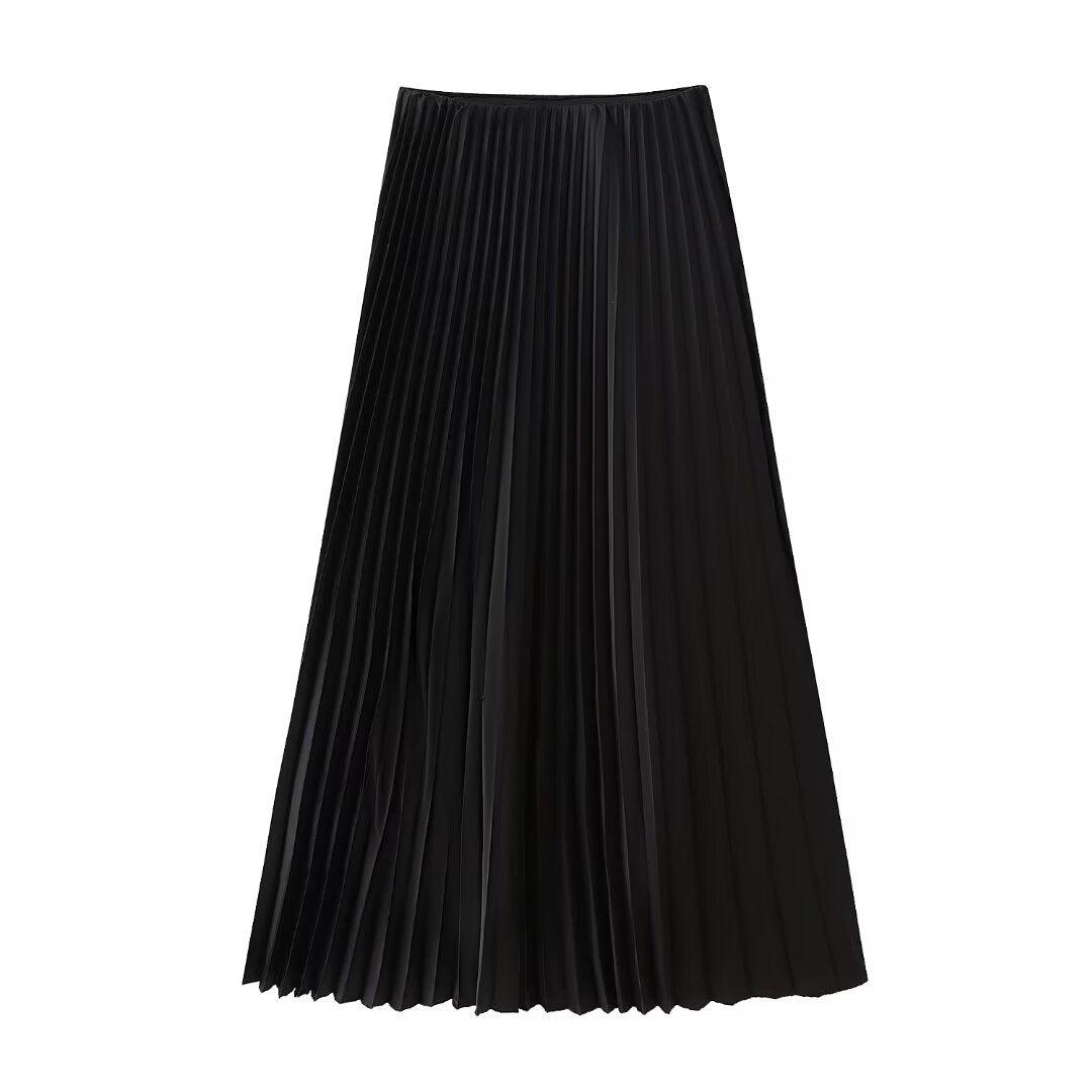 Stylish Skirts for Women – Trendy & Versatile Skirts for Every Occasion | Modestly Vogue Women Elegant Slightly Mature Silk Satin Pleated Skirt - Modestly Vogue 