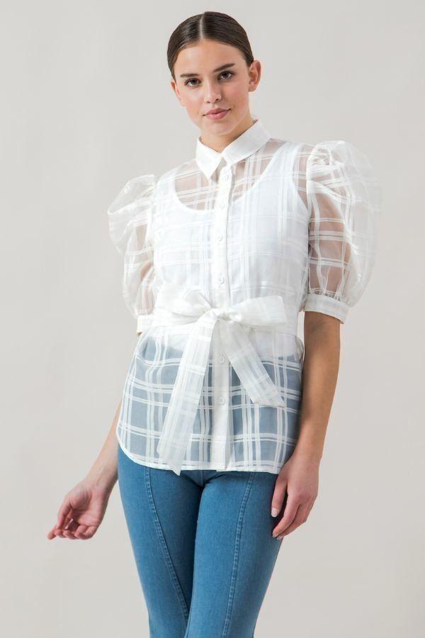 Stylish Tops & Blouses for Women – Trendy & Elegant Blouses for Every Occasion | Modestly Vogue A See-thru Mini Length Organza Top - Modestly Vogue 