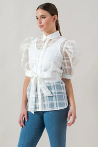 Stylish Tops & Blouses for Women – Trendy & Elegant Blouses for Every Occasion | Modestly Vogue A See-thru Mini Length Organza Top - Modestly Vogue 