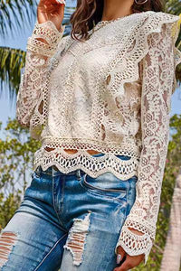 Stylish Tops & Blouses for Women – Trendy & Elegant Blouses for Every Occasion | Modestly Vogue All over lace long sleeve blouse - Modestly Vogue 