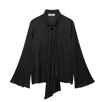 Tops Blouses Women – Blouses | Autumn Women Casual Graceful Bowknot Shirt - Modestly Vogue 