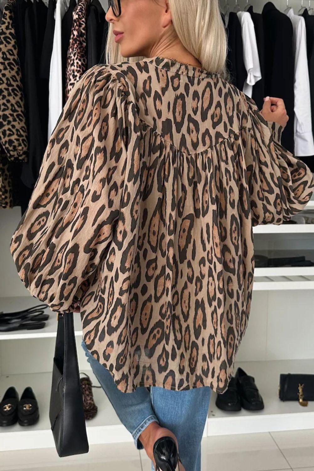 Stylish Tops & Blouses for Women – Trendy & Elegant Blouses for Every Occasion | Modestly Vogue Leopard Print Button Down Long Sleeve Shirt - Modestly Vogue 