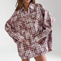 Stylish Tops & Blouses for Women – Trendy & Elegant Blouses for Every Occasion | Modestly Vogue Polyester Cotton Collared Loose Long Sleeve Casual Plaid Shirt Autumn Winter Cardigan - Modestly Vogue 