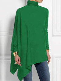 High Neck Asymmetric Top – Loose Long Sleeve Spring Autumn Style - Modestly Vogue 