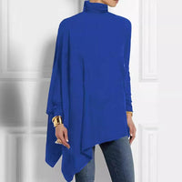 High Neck Asymmetric Top – Loose Long Sleeve Spring Autumn Style - Modestly Vogue 