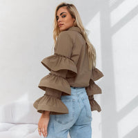 Tops Blouses Women – Blouses | White Ruffled Long Sleeve Women Shirt Autumn - Modestly Vogue 