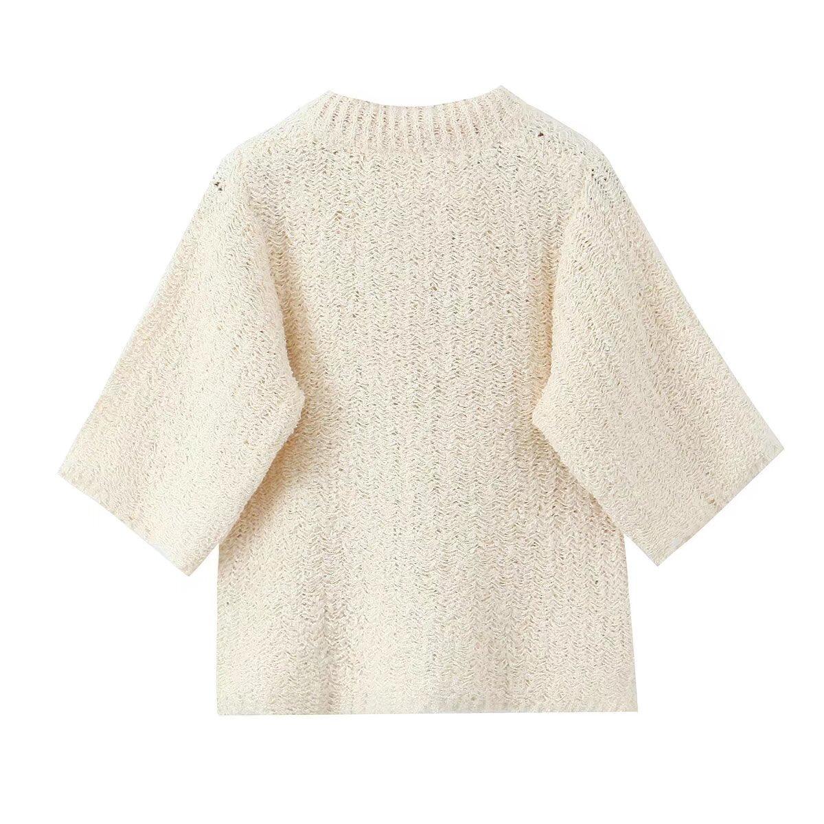 Tops Blouses Women – Blouses | Winter Women Casual Transparent Organza Bowknot Knitted Top - Modestly Vogue 