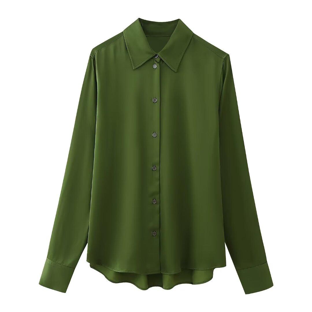 Women’s Silk Satin Textured Shirt - Modestly Vogue 