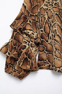 Stylish Tops & Blouses for Women – Trendy & Elegant Blouses for Every Occasion | Modestly Vogue Women Clothing Manufacturers V Neck Leopard Print Women Shirt Ruffled Long Sleeve Loose Top - Modestly Vogue 