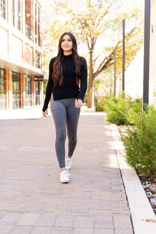 The Caitlin Charcoal Crossover Leggings R2 - Modestly Vogue 