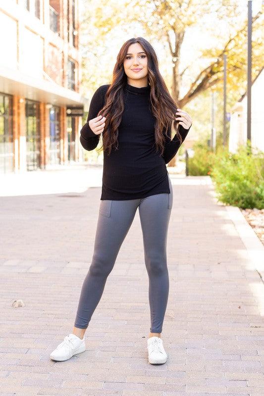 The Caitlin Charcoal Crossover Leggings R2 - Modestly Vogue 