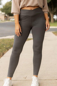 The Caitlin Charcoal Crossover Leggings R2 - Modestly Vogue 