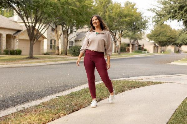 The Molly Maroon Crossover Full Length Leggings - Modestly Vogue 