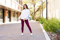 The Molly Maroon Crossover Full Length Leggings - Modestly Vogue 