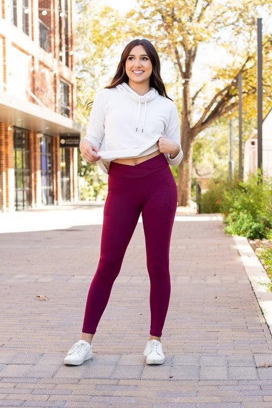 The Molly Maroon Crossover Full Length Leggings - Modestly Vogue 