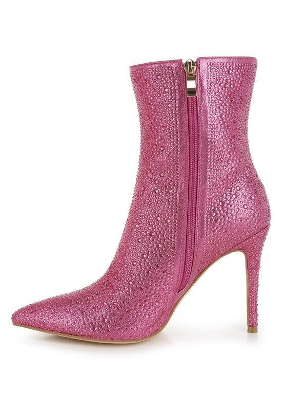 Trendy Boots for Women – Stylish & Comfortable Boots for Every Season | Modestly Vogue Anun Rhinestones Embellished High Ankle Boots - Modestly Vogue 