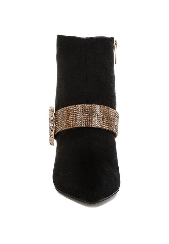 Trendy Boots for Women – Stylish & Comfortable Boots for Every Season | Modestly Vogue Asagao Diamante & Rhinestones Strap Boots - Modestly Vogue 