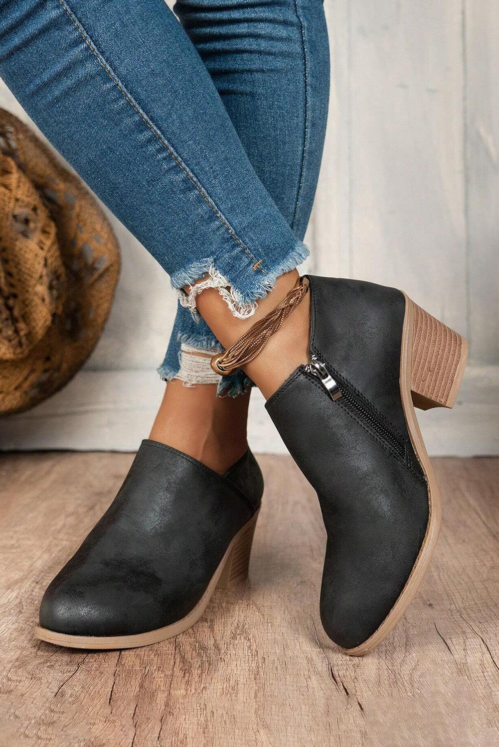 Trendy Boots for Women – Stylish & Comfortable Boots for Every Season | Modestly Vogue Black Suede Block Heel Ankle Boot - Modestly Vogue 