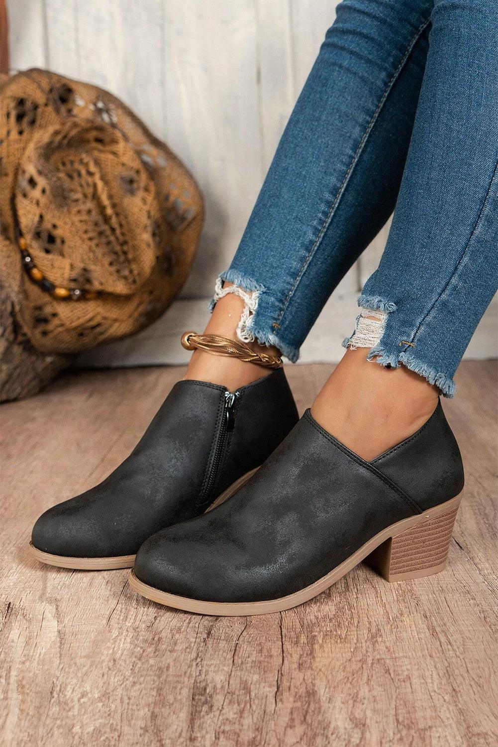 Trendy Boots for Women – Stylish & Comfortable Boots for Every Season | Modestly Vogue Black Suede Block Heel Ankle Boot - Modestly Vogue 