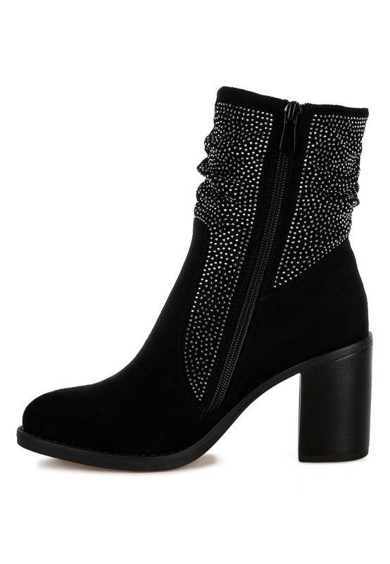 Trendy Boots for Women – Stylish & Comfortable Boots for Every Season | Modestly Vogue Chinar Rhinestone Studded Slouchy Ankle Boots - Modestly Vogue 