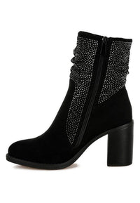 Trendy Boots for Women – Stylish & Comfortable Boots for Every Season | Modestly Vogue Chinar Rhinestone Studded Slouchy Ankle Boots - Modestly Vogue 