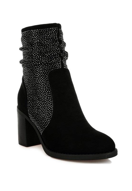 Trendy Boots for Women – Stylish & Comfortable Boots for Every Season | Modestly Vogue Chinar Rhinestone Studded Slouchy Ankle Boots - Modestly Vogue 